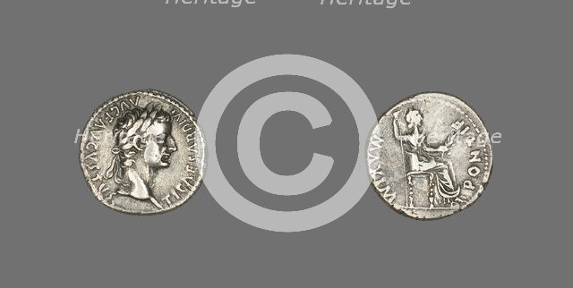 Denarius (Coin) Portraying Emperor Tiberius, 14-37. Creator: Unknown.