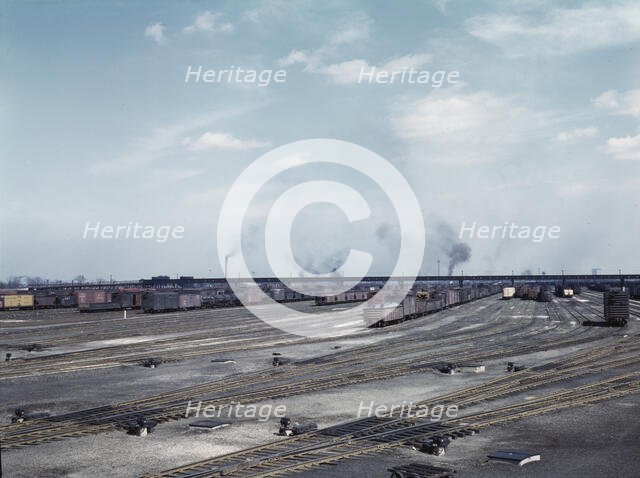 General view of part of classification yard at C & NW RR's Proviso yard, Chicago, Ill., 1943. Creator: Jack Delano.