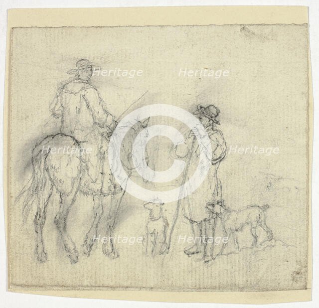 Man with Dogs and Another on Horseback, n.d. Creator: William Henry Pyne.