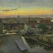 View over Wilders Plads at Christianshavn. Evening, 1906. Creator: Edvard Weie.