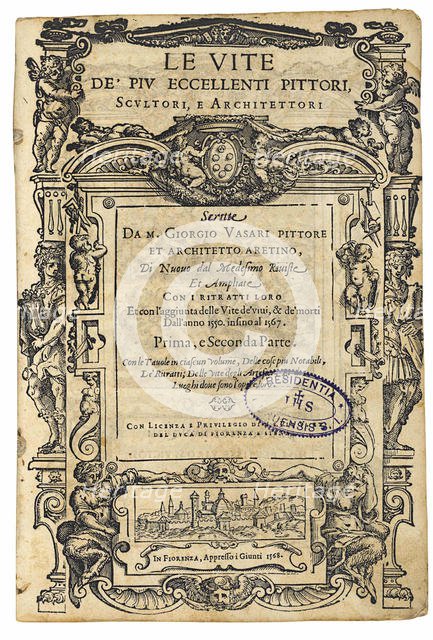 Title page from: Giorgio Vasari, The Lives of the Most Excellent Italian Painters...,  1568. Creator: Anonymous.