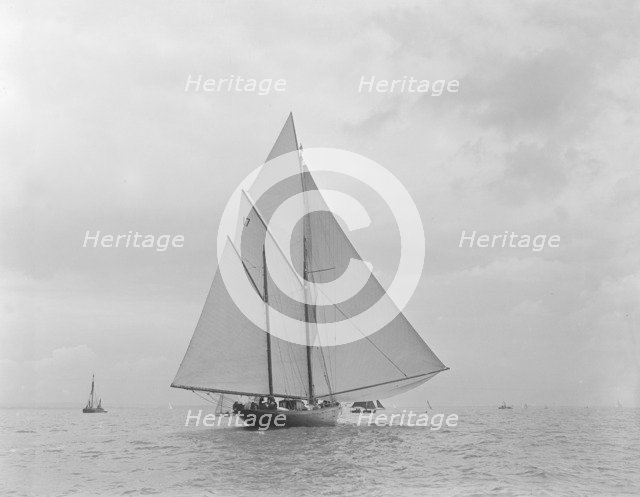 The 32 metre ketch 'Joyette' running downwind, 1922. Creator: Kirk & Sons of Cowes.