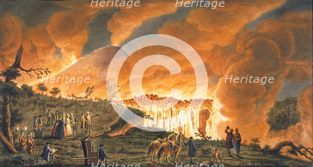 View of Hamilton escorting their Sicilian majesties on 11th May 1771,  to observe the lava flow ?, 1 Creator: Pietro Fabris (fl. 1768 - 78).