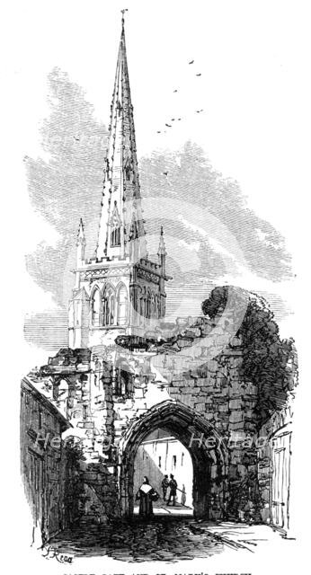 Leicester: Castle Gate and St. Mary's Church, 1868. Creator: Unknown.