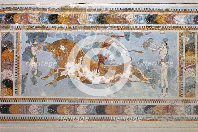 Bull-leaping' fresco from Knossos. Artist: Unknown