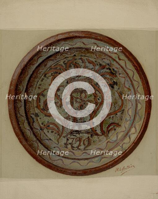 Pa. German Plate, c. 1937. Creator: William L Antrim.