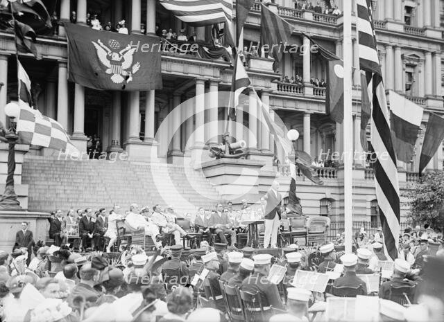 Flag Day - Flag Day Exercises, State, War And Navy Building. Wilson Speaking..., 1914. Creator: Harris & Ewing.