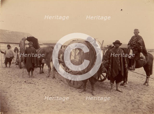 Group of Indians with Cart and Oxen, 1880s. Creator: Unknown.