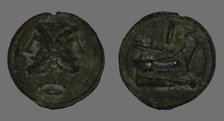 As (Coin) Depicting the God Janus, 225-217 BCE. Creator: Unknown.