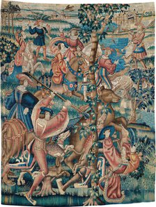 Tapestry (Bear Hunt and Falconry from a Hunts Series), Belgium, c. 1525. Creator: Unknown.