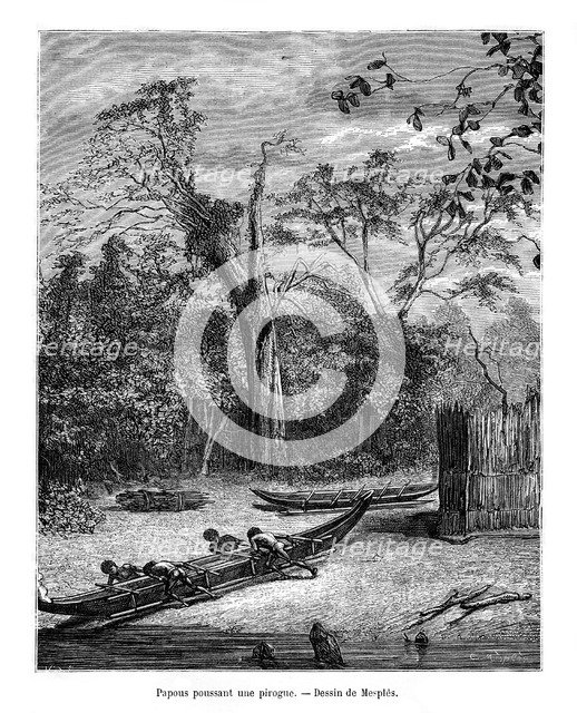 Fishing dugout, Papua, 19th century. Artist: Mesples
