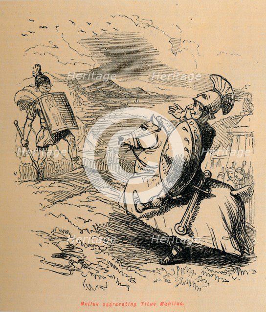 'Metius aggravating Titus Manlius', 1852. Artist: John Leech.