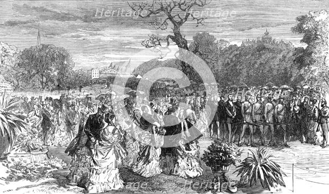 Prince Arthur at the Royal Horticultural Society's Exhibition, Birmingham: The Gardens, 1872. Creator: Unknown.