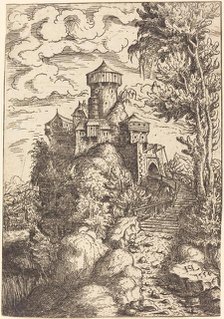Landscape with a Fortress and Big Stairway, 1554. Creator: Hans Sebald Lautensack.