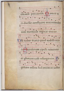 Leaf 6 from an antiphonal fragment (verso), c. 1275. Creator: Unknown.