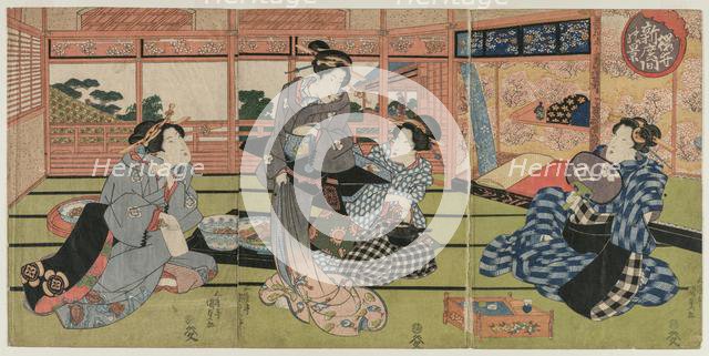 A View of the Large New Room at Sakurai, early or mid 1830s. Creator: Utagawa Kunisada (Japanese, 1786-1865).