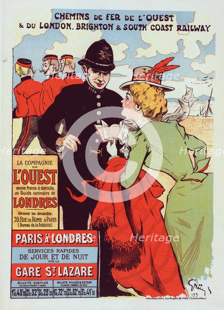Affiche pour la Cie de l'Ouest : "Paris-Londres"., c1900. Creator: Jules Alexandre Grun.