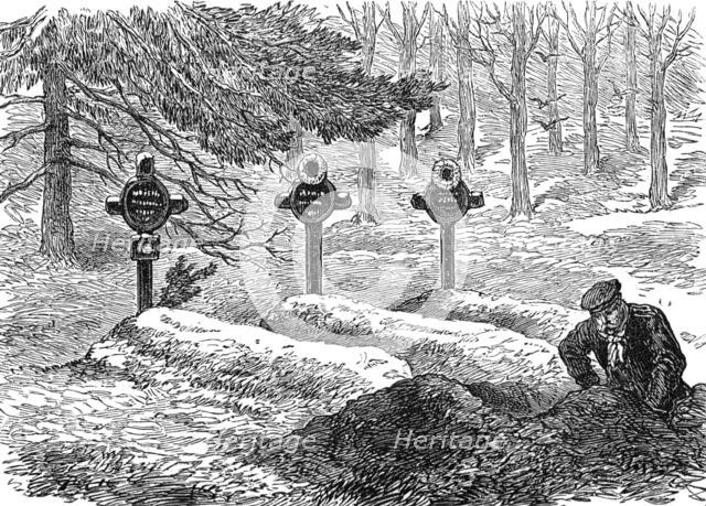 Graves of Prussian riflemen, park of St. Cloud, 1871. Creator: Unknown.