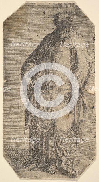 Saint Philip standing with a book under his right arm, from 'Christ and the Apostles', ca. 1548-50. Creator: Andrea Schiavone.