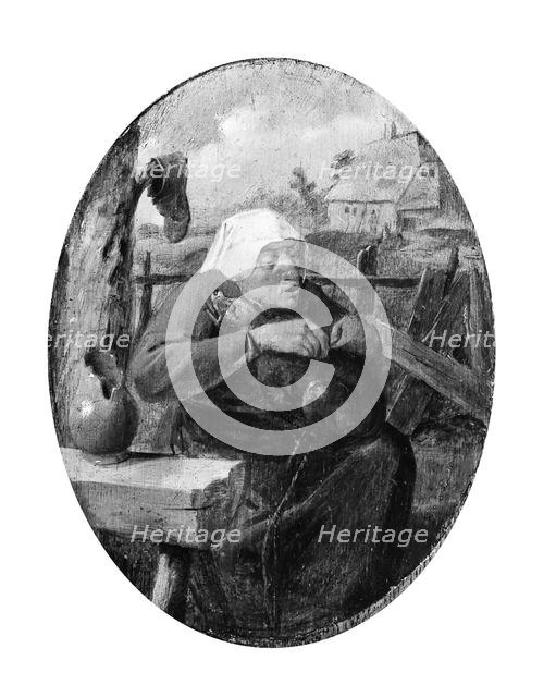 A Peasant Woman Picking Fleas off a Dog, ca. 1626-27. Creator: Adriaen Brouwer.