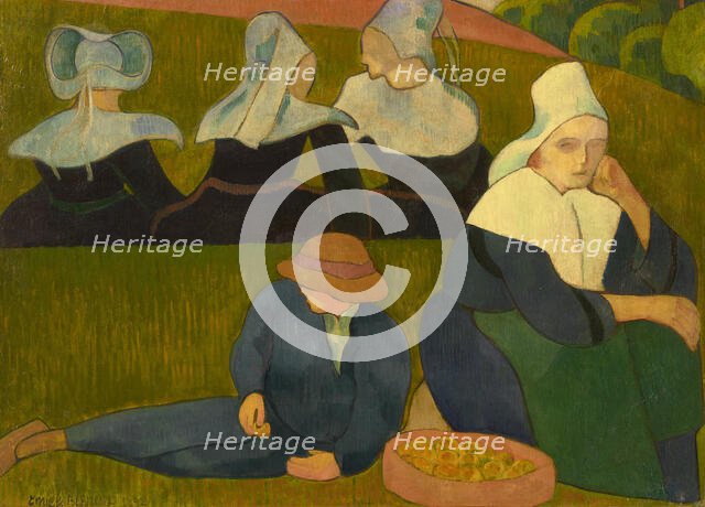 Breton women in a meadow, 1892. Creator: Bernard, Émile (1868-1941).