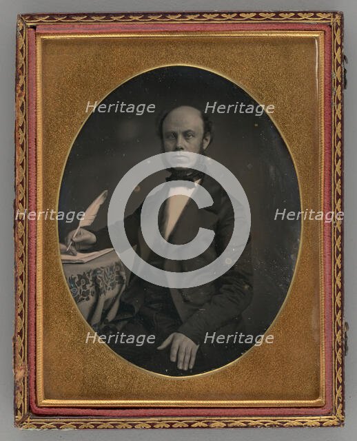 Untitled (Portrait of Seated Man Holding a Quill), 1853. Creator: Unknown.