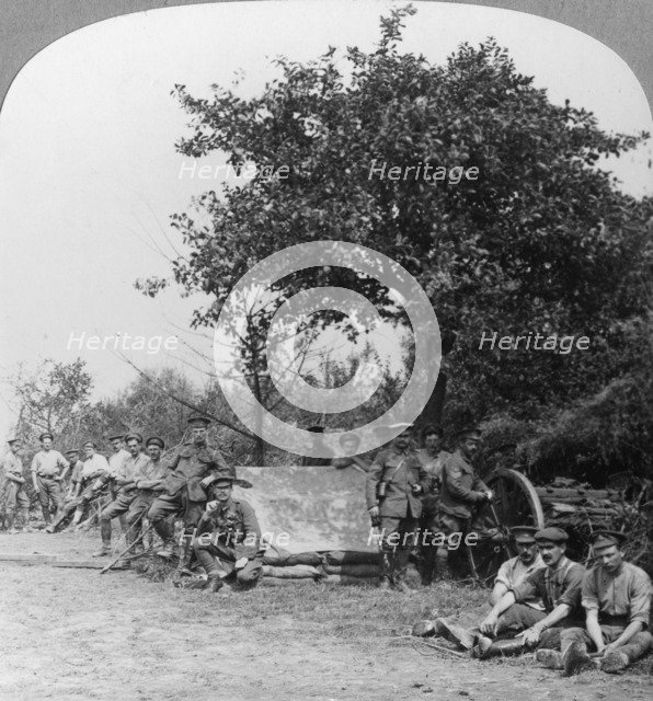 A battery of Royal Field Artillery enjoying a few hours rest in a wood, World War I, c1914-c1918. Artist: Realistic Travels Publishers