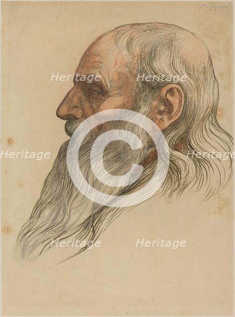 Study of a Man's Head with a Full Beard. Creator: Alphonse Legros.