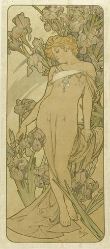 Iris (From the Series Flowers), 1898. Creator: Mucha, Alfons Marie (1860-1939).