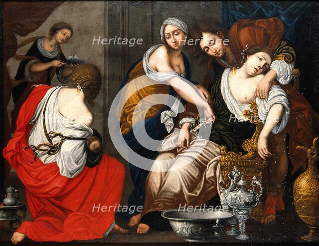 The birth of Benjamin and the death of Rachel. Creator: Furini, Francesco, 1603-1646 (After).