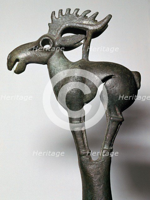 Chinese bronze elk finial from a harness, Inner Mongolia, China, 5th century BC. Artist: Unknown