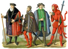 German costumes, 15th-16th century (1849).Artist: Edward May