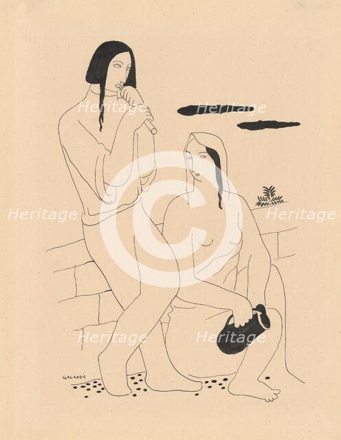 Lovers (Song, Pastoral), around 1929-1930. Creator: Mikulas Galanda.