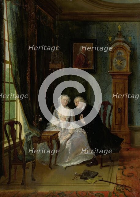 "Unseemly Love, perhaps a scene of the Widower Joost with Lucia, 2nd scene from the play ""De wanheb Creator: Cornelis Troost.