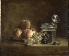 Peaches and grapes. Creator: Chardin, Jean-Baptiste Siméon (1699-1779).
