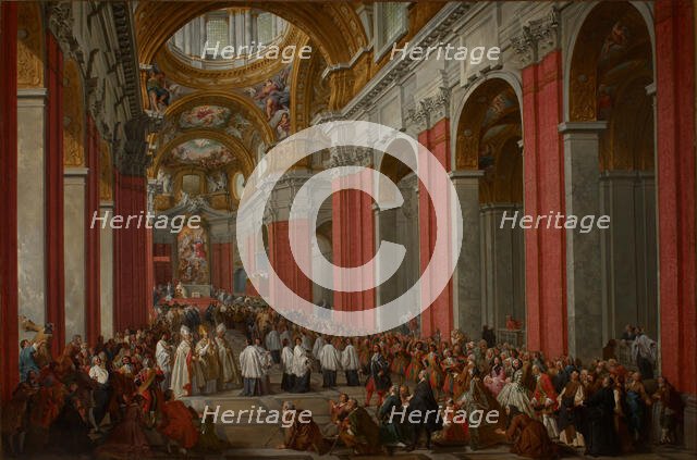 The Consecration of Giuseppe Pozzobonelli as Archbishop in San Carlo al Corso, 1744. Creator: Pannini (Panini), Giovanni Paolo (1691-1765).