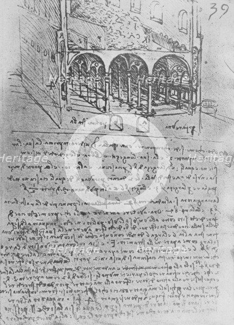 'Sketch Design for a Stable', c1480 (1945). Artist: Leonardo da Vinci.