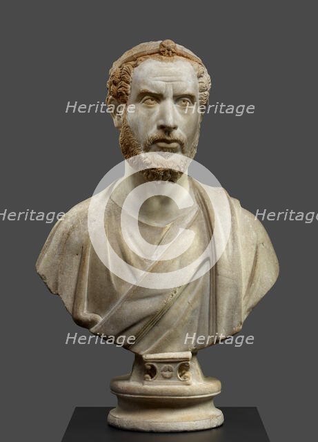 Portrait Bust of Man, Perhaps a Priest of Serapis, A.D. 180-220. Creator: Unknown.