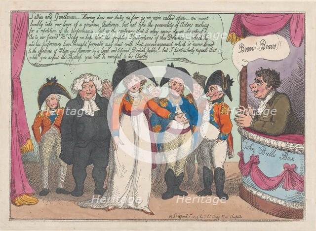 Mrs. Clarke's Farewell To Her Audience. Tailpiece, April 1, 1809., April 1, 1809. Creator: Thomas Rowlandson.