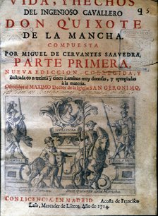 Cover of the work 'Vida y hechos del Ingenioso Caballero Don Quijote de la Mancha' (Life and fact…