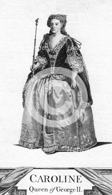 Queen Caroline, Queen Consort of George II.Artist: Caroline of Ansbach Artist: Unknown