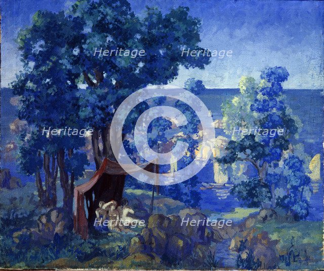 Bathers at the sea, 1913. Artist: Arapov, Anatoli Afanasyevich (1876-1949)