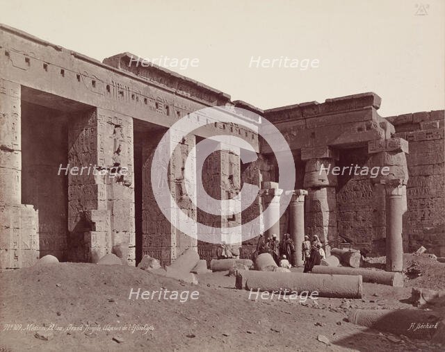 Madinet Habu, Second Court of the Mortuary Temple of Ramesses III. Luxor, West, late 19th century. Creator: Henri Bechard.
