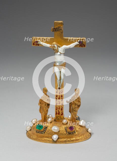 Christ on the Cross with the Virgin and Saint John the Evangelist, Germany, c. 1575-c. 1600. Creator: Unknown.