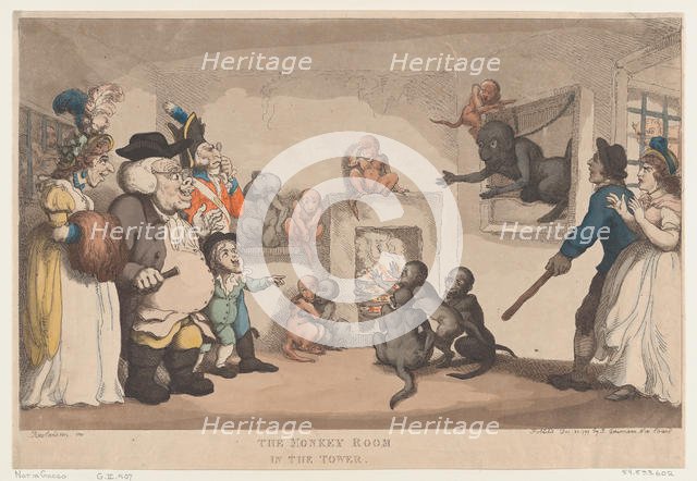 The Monkey Room in the Tower, December 20, 1799., December 20, 1799. Creator: Thomas Rowlandson.