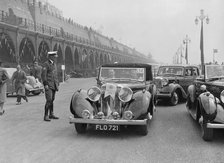 Jaguar SS of TH Bridgewater at the RAC Rally, Brighton, Sussex, 1939. Artist: Bill Brunell.