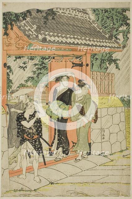 Sudden Shower at Mimeguri Shrine, c. 1787. Creator: Torii Kiyonaga.
