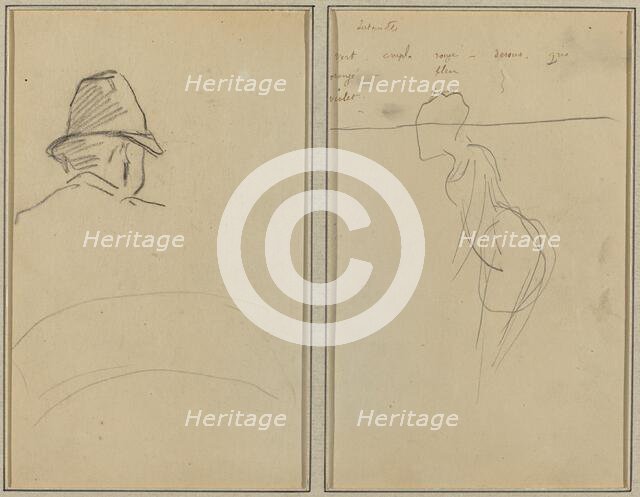 A Head of Man with Hat, Seen from Behind; A Standing Woman [recto], 1884-1888. Creator: Paul Gauguin.