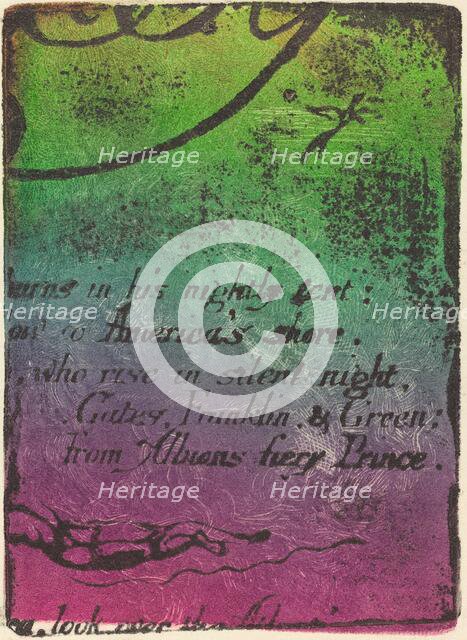 Restrike from fragment of cancelled plate for "A Prophecy", 1793. Creator: William Blake.
