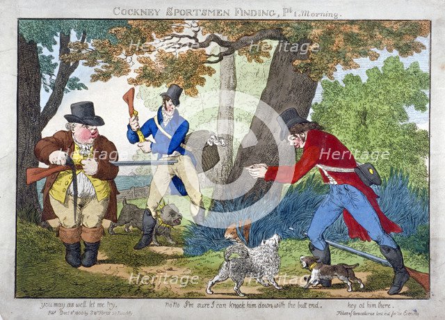 'Cockney Sportsmen Finding, Part 1. Morning', 1800.                                               Artist: Anon